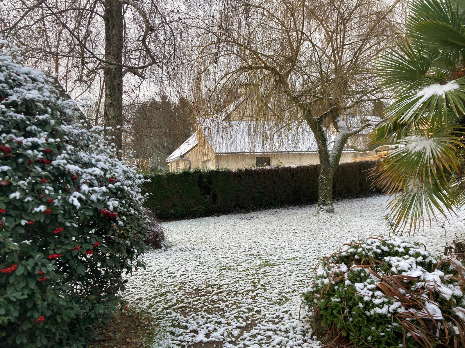 La maison familiale à La Gacilly sous la neige